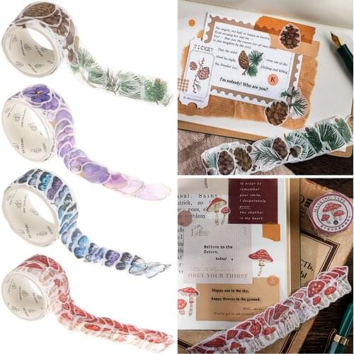 100 pcs/Roll Flower Butterfly Petal Decorative Adhesive Tape Masking Washi Tape DIY Scrapbooking Sticker Label Japanese Statione