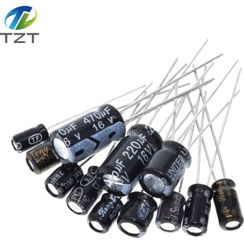 120pcs 12 value kit 1uF-470uF Electrolytic Capacitor Package 1UF 2.2UF 3.3UF 4.7UF 10UF 22UF 33UF 47UF 100UF 220UF