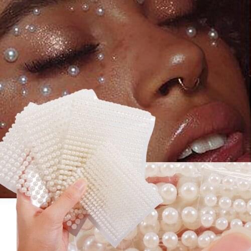 3mm/4mm/5mm/6mm 3D Pearl Face Jewels Eyeshadow Stickers Self Adhesive Face Body Eyebrow Diamond Nail Stickers Diamond Decoration