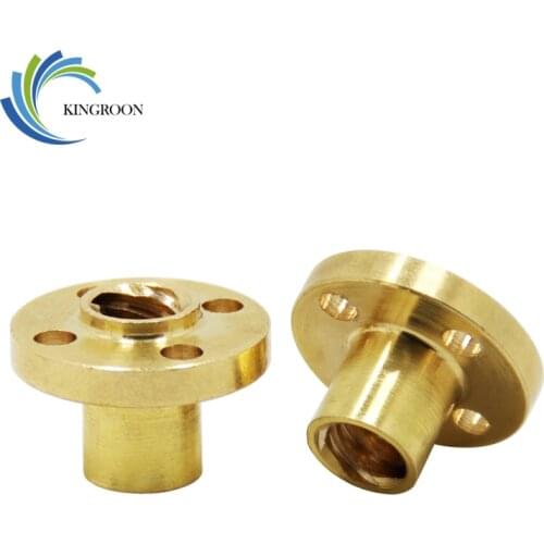 5pcs/lot T8 Trapezoidal Nuts Copper Lead 8mm Part Screws Nuts for Stepper Motor Lead Screw Brass 3D Printers Parts Pitch 2mm