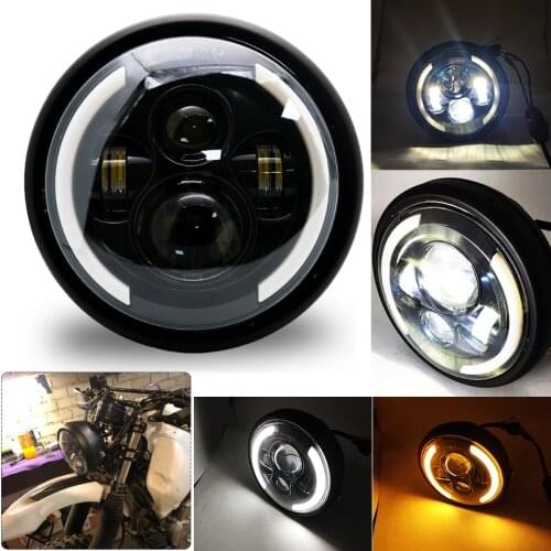 7.5 inch Universal For Cafe Racer Round Motorcycle LED Head lamp Headlamp Distance Light Refit 7.5" Motorcycle Headlight