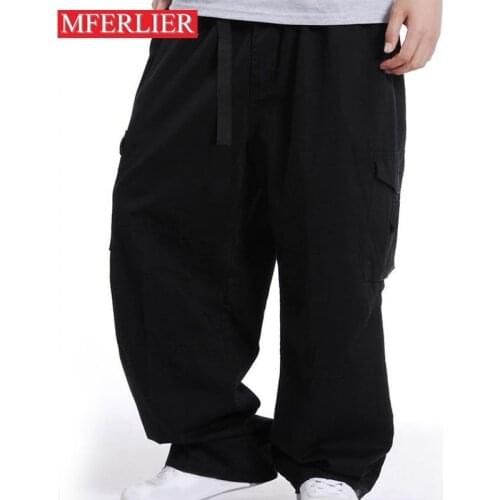 MFERLIER Loose Spring Summer cargo pants men 5XL 6XL 7XL Plus size weight 150kg casual men pants 4 colors