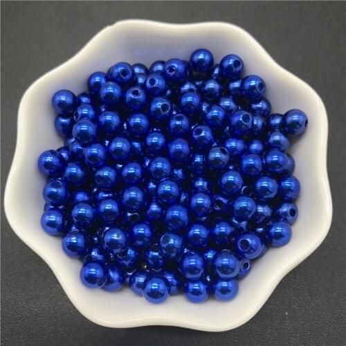 4mm 6mm 8mm 10mm Blue Imitation Pearls Acrylic Beads Round Pearl Spacer Loose Beads For Jewelry Making