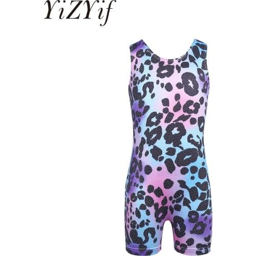 YiZYiF Girls Kids Leotard Toddler Sleeveless Gymnastics Leotards Leopard Pattern Professional Ballet Dance Bodysuit Unitards