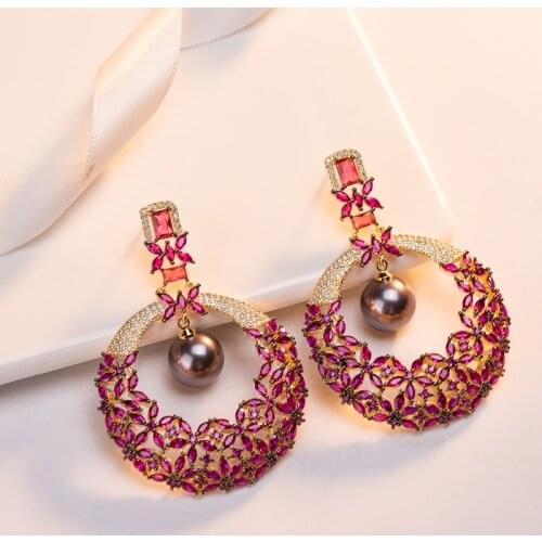 Design fashion shiny ring luxury hanging earrings plated color zircon earrings womens wedding party accessories DZ 4