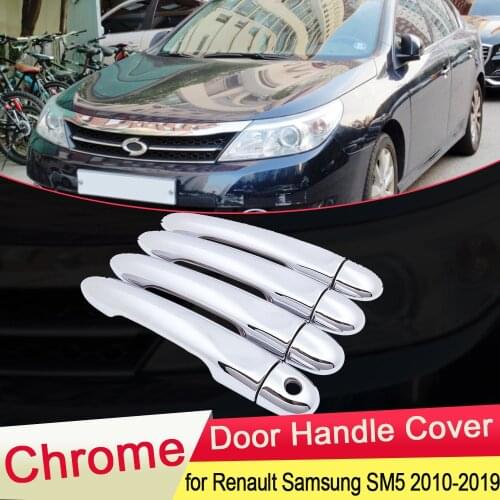 For Renault Samsung SM5 L43 NOVA 2009~2019 Chrome Door Handle Cover Exterior Trim Catch Car Stickers Accessories 2010 2011 2012