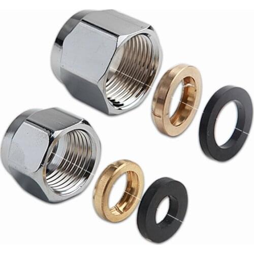 1set corrugated pipe special nut stainless steel gas screw joint with rubber pad copper circlip gas pipe copper fittings