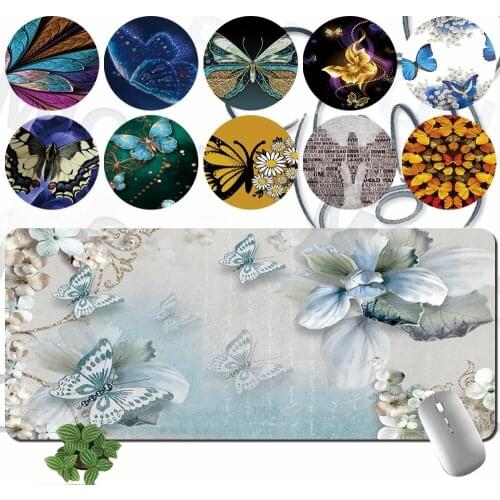 Gaming Mouse Pad Smooth Flexible Mouse Pad Mousepad High Quality PU Leather Butterfly Pattern Series Computer Office Accessories
