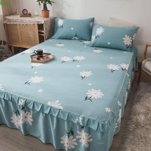 INS Fresh Pure Cotton Bedspread Anti-Cotton Protection Dust Proof Lace Princess Bed Sets of Bed Sheets bed skirt bed cover
