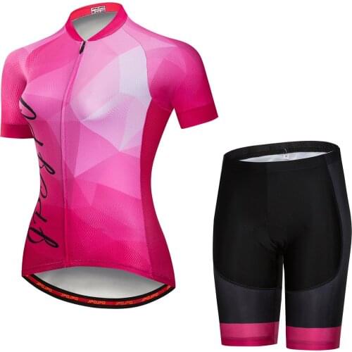 JPOJPO Pink Summer Women Cycling Jersey Clothing Sets Ropa Ciclismo MtbQuick Dry Outdoor Lady Bicycle Short Sets Bike Clothes