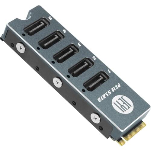 JEYI SATA Disk Array Card JMS585-Slim 5 Ports SATA3 for M. 2 Nvme PCI-E 3.0 to SATA 16G JMB585 W/ Radiator For ThunderBolt3