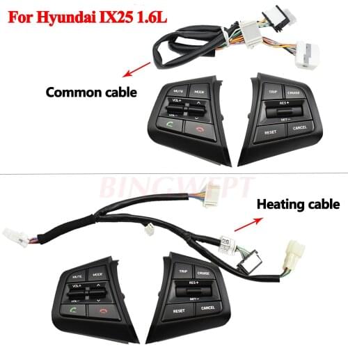 Two kinds of Cables) Steering Wheel Cruise Control Buttons Remote Control Volume Switch For H yundai ix25 (creta) 1.6L
