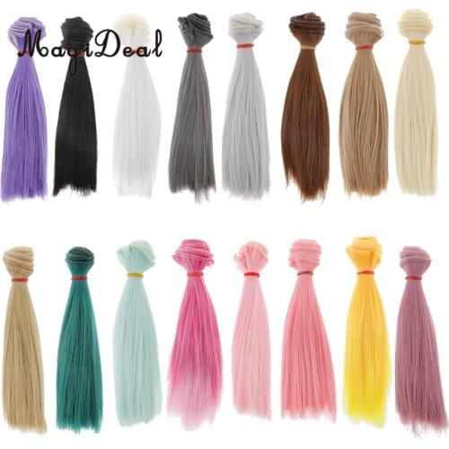 MagiDeal High-Temperature Wire 15x100cm DIY Wig Straight Hair for 1/3 1/4 1/6 BJD SD Dolls Model 15Colors