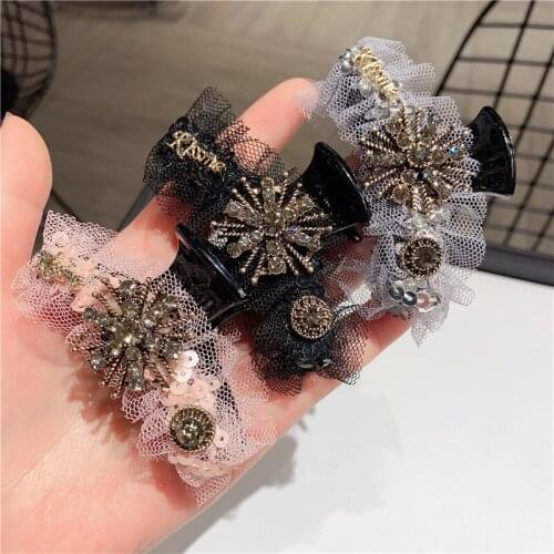 Fashion Girl Sweet Rhineston Hair Claws Beam Hairpin Women Hair Accessories Beauty Hair Crab Clamp Headwear small Hair Clip