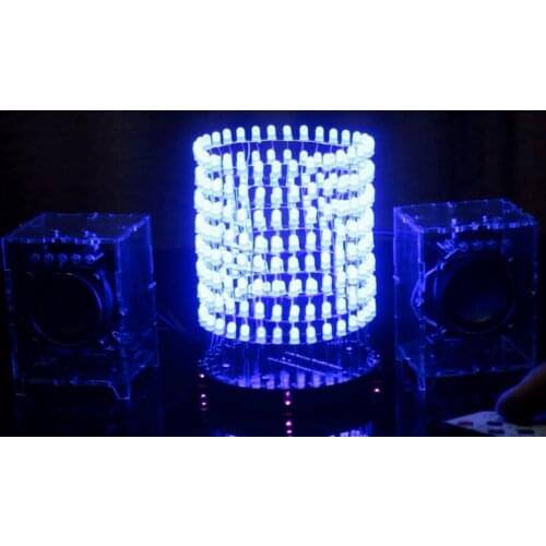 DIY electronic kit LED Light cube cylinder Music spectrum 8X32 diy sodering kit 256LEDs 5mm flashing kit remote control