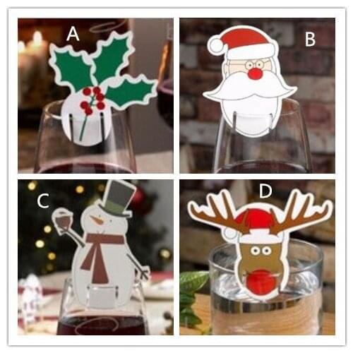 Table Place Cards Christmas Santa Hat Wine Glass Decoration