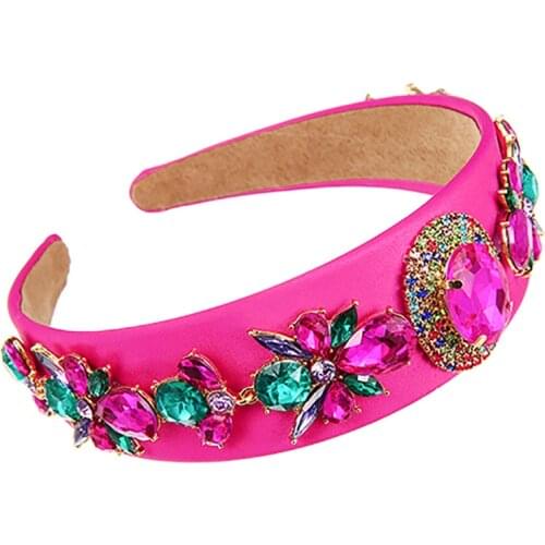 ZHINI New Baroque Inlaid Color Rhinestone Headbands for Women Personality Unique DIY Design Handmade Crystal Hair Accessories