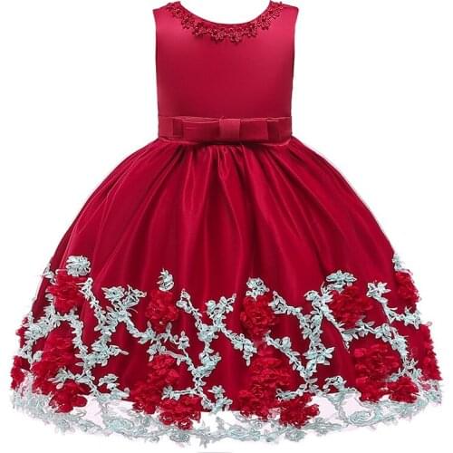 New Style Girls Dresses Kids Sleeveless Flowers Tulle Party Ball Gown Fashion Princess Children Clothes