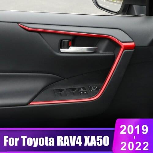 For Toyota RAV4 RAV 4 2019 2020 2021 Car Interior Moulding Door Lift Armrest Decorative Door Bowl Strip Trims Cover Accessories