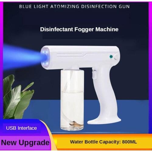 USB Cordless 10W Sanitizer Sprayer Blue Light Fogger Gun White Electric Disinfectants Fogger Machine Atomizer Hair Spray