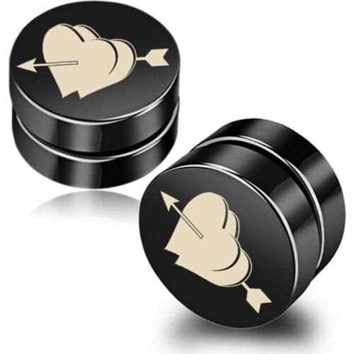 Tassina Magnetic Heart Korean Punk Stainless Steel Small Clip Earrings For Men Wholesales Fashion Jewelry earings without hole