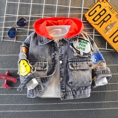 Spring Autumn Baby Denim Coat Long Sleeve Hooded Children Jacket Kids Jackets for Girls