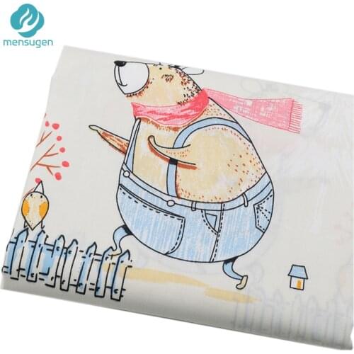 Fabric by Meter Bear Rabbit Hedgehog Cartoon Cotton Fabrics for Baby Nest Bumper Blankets Bed Sheet DIY Patchwork Sewing Fabrics