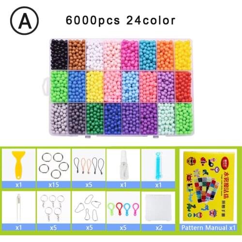 Yantjouet water Magic Sticky Beads 24color/set 6000pcs with accessary Toys for Children Education Brain Aqua Girls Boys