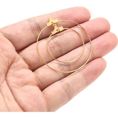 10pcs/lot Gold Beading Hoop Earring Finding Components With 2 Loops stainless steel 26MM/39MM