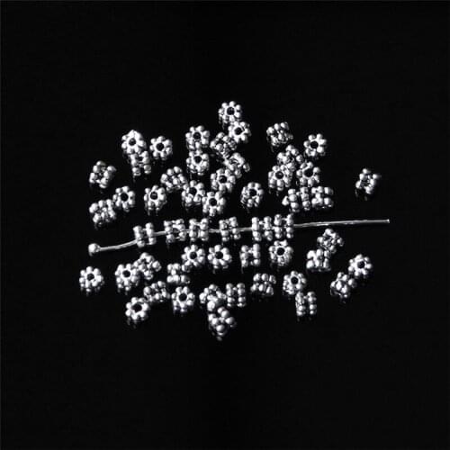 100Pcs Tibetan Silver Double Layer Wheel Charm Spacer Beads 5mm DIY Handmade Jewelry Making Loose Beads Fit Necklace Bracelet
