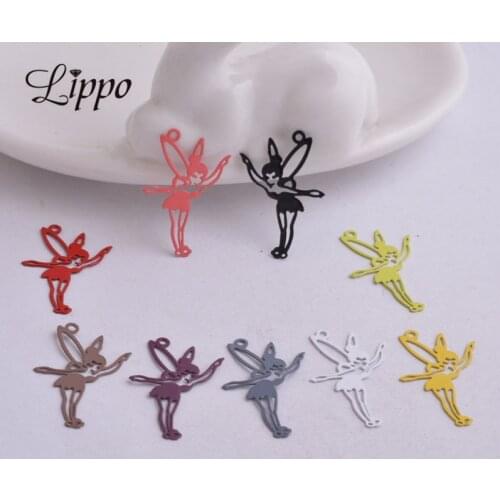 50pcs AC971 20mm*15mm Brass Mustard Flying fairy charms Painted DIY Jewelry Making