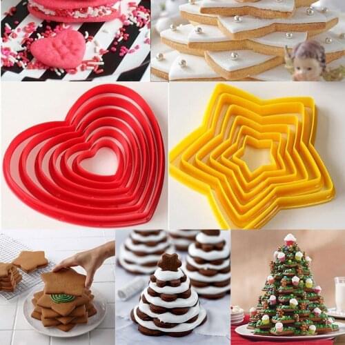 6Pcs Cake Molds For Baking Kids Bread Cake Biscuit Mold Cuttiing Eco-Friendly Plastic Baking Trays Pans Baking Tools Supplies