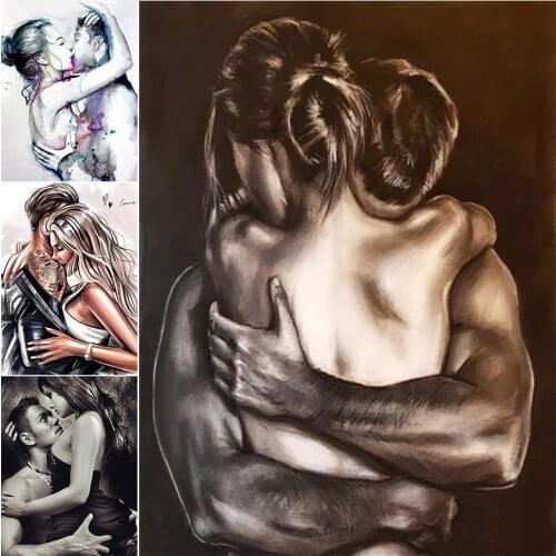 5D Diamond Painting Couple Hug Full Square Diamond Embroidery Cross Stitch Kit Mosaic Lover Kiss Portrait Art Picture Decor Gift