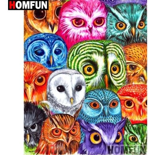 HOMFUN Full Square/Round Drill 5D DIY Diamond Painting "Cartoon owl" Embroidery Cross Stitch 5D Home Decor A07422