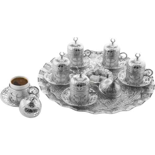 Authentic Turkish Coffee Espresso Set Set Clover Pattern Coffeeware Arabic Coffee Cup Set Tea Cup Set Greece Coffee Set