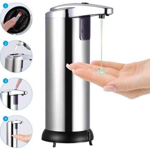 250ml stainless steel automatic soap dispenser automatic hands-free infrared intelligent sensor non-contact soap dispenser