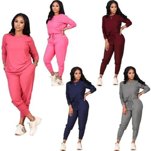 BN7129 Wholesale Items Women Hoodie Crew Neck Sweatshirt Jogger Set Women Crewneck Sweatshirt 2 Piece Set Women