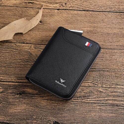 Short leather pickup bag mens fashion card holder coin pocket light and large capacity card cover