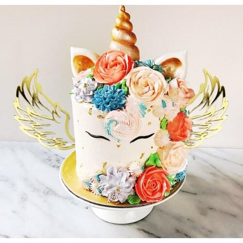Unicorn Wings Wedding Cake Topper Decor Marriage Valentines Day Decoration Wing Cake Topper Party Supplies Baking Accessories