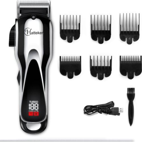 HATTEKER 2019 New Arrival Professional barber clippers cordless Rechargeable Electric Hair Trimmer TURBO Men Haircut Machine