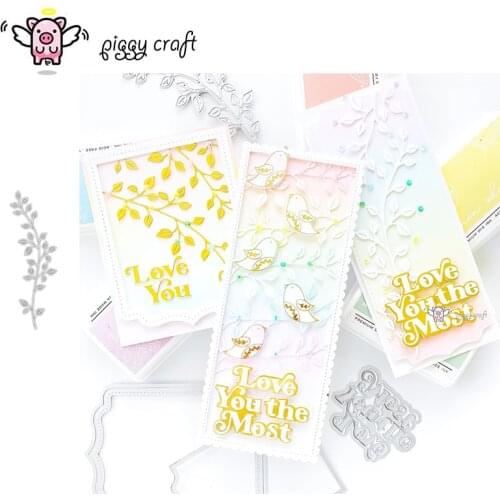 Piggy Craft metal cutting dies cut die mold Leaf branch leaves strip Scrapbook paper craft knife mould blade punch stencils dies