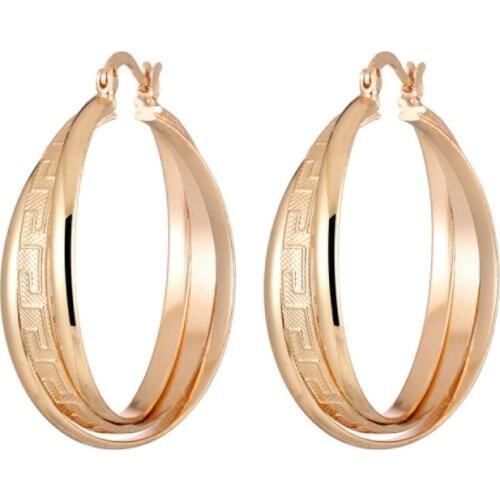 New Arrival Vintage Multi layers Great Wall Gold Color Hoop Earring Women Jewelry Gift ZK30 35mm size