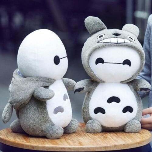 30cm-80cm Plush Toy Stuffed Doll Cartoon Animal Big White Fat Baymax Changed To Totoro christmas Present Kid Birthday Gift
