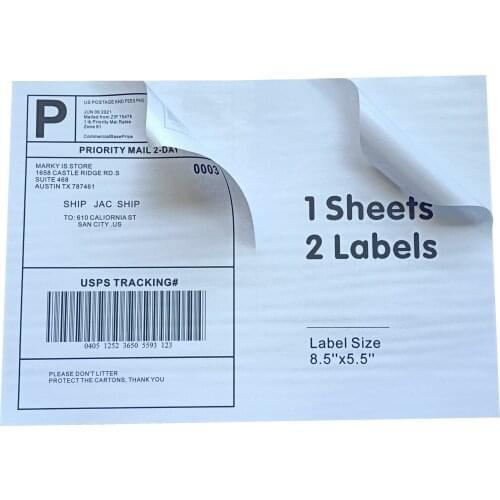 Half Sheet Self Adhesive Shipping Labels for Laser & Inkjet Printers, empty Labels ,216X279mm Laser Printer Labels