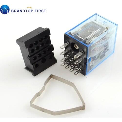 HH54P MY4 Power Relay MY4NJ with PCB Socket 14 Pins 12V/24V 110V/220V MY4N Relay