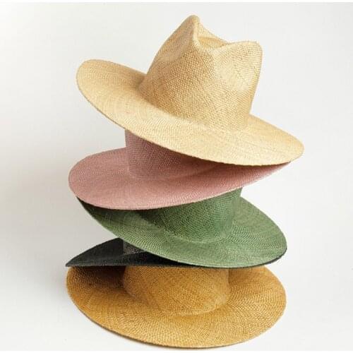 2020 Wide Brim Straw Fedora Hat Fine Braid Precious Grass Summer Hat for Women Fashion Jazz Beach Panama Hat Kentucky Derby Hat