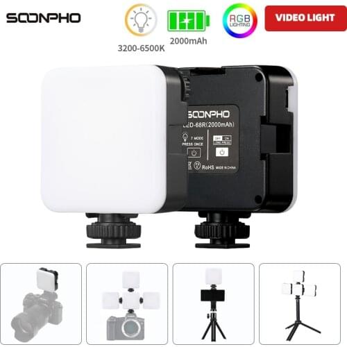 SOONPHO 68R LED Video Light Photography Studio Light On Camera Light Video Conference light Soft Diffuser RGB Fill Light