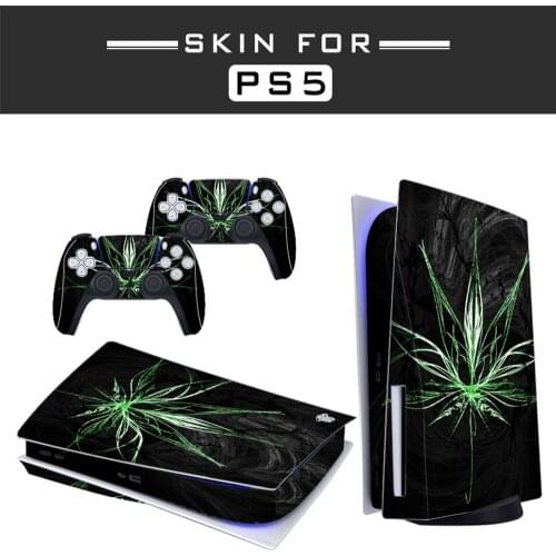 Leaf Style PS5 Disc Edition Skin Sticker for Playstation 5 Console & 2 Controllers Decal Vinyl Protective Skins Style 1