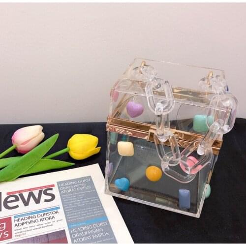 Fashion Acrylic Tcransparent Handbags Women New Trendy Clear Squre Small Evening Clutch Bag Acrylic Chain Purse Crossbody Bag