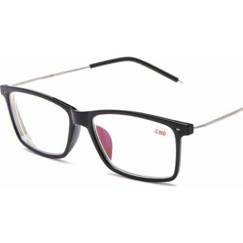 Super Light Square Finished Product Nearsighted Glasses Men Women Simple Ultra-Clear Optical Glasses Elasticity Metal Frame AG29